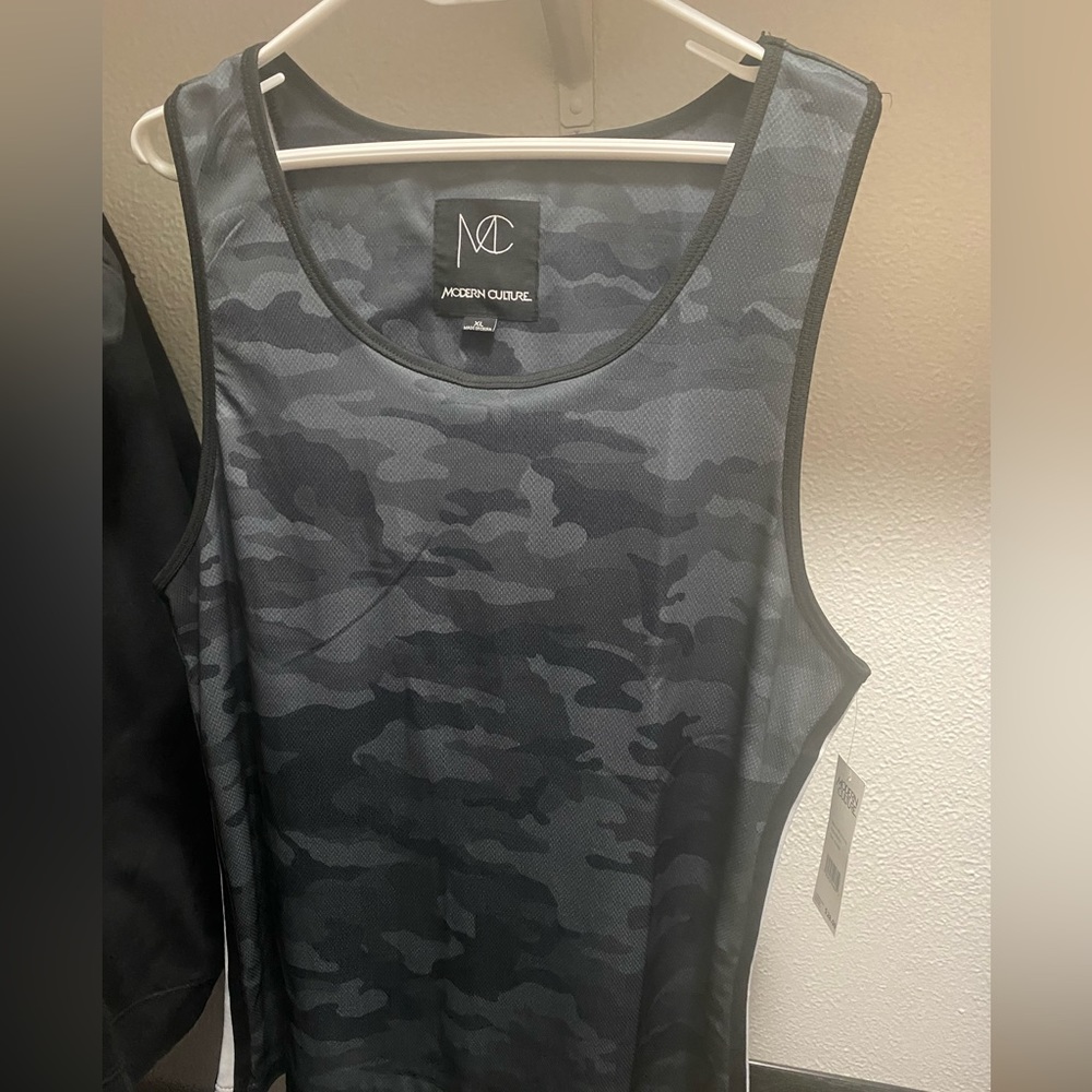 Modern culture black camo men’s tank top